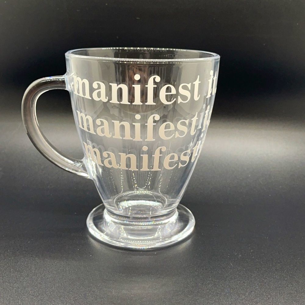 NWT Wool + Pepper Co. Manifest It Glass Coffee Mug